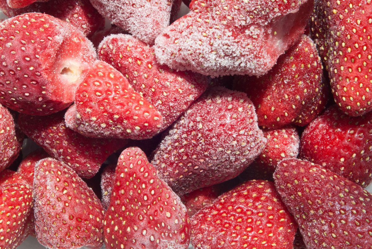 Bunch of frozen strawberries