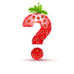 Strawberrish cartoon question mark on white background
