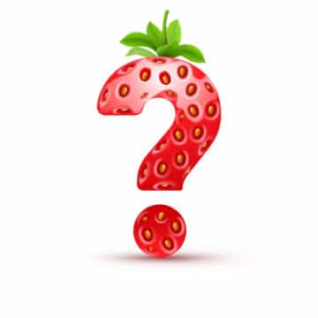 Strawberrish cartoon question mark on white background