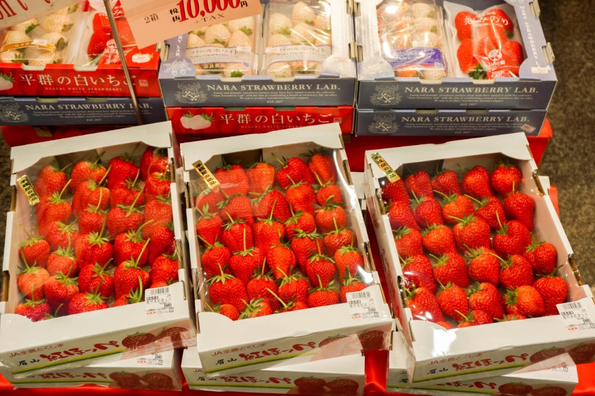 Japanese strawberry in boxes
