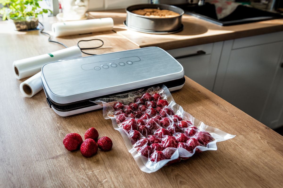 Strawberries in a vacuum sealer